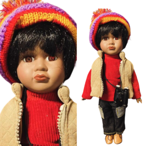 Vintage Tamera Doll with Beanie and Binoculars – 12-inch Porcelain Collectible